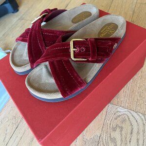 Valentino Size 37 Fussfriend Velvet Slip-On Slides NIB